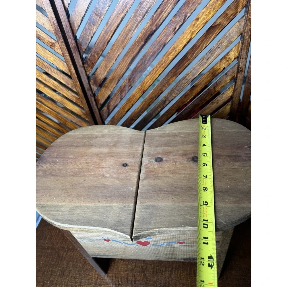 Cottage Core Homemade Wooden Heart Shaped Stool/Foot Stool / Seat with Storage